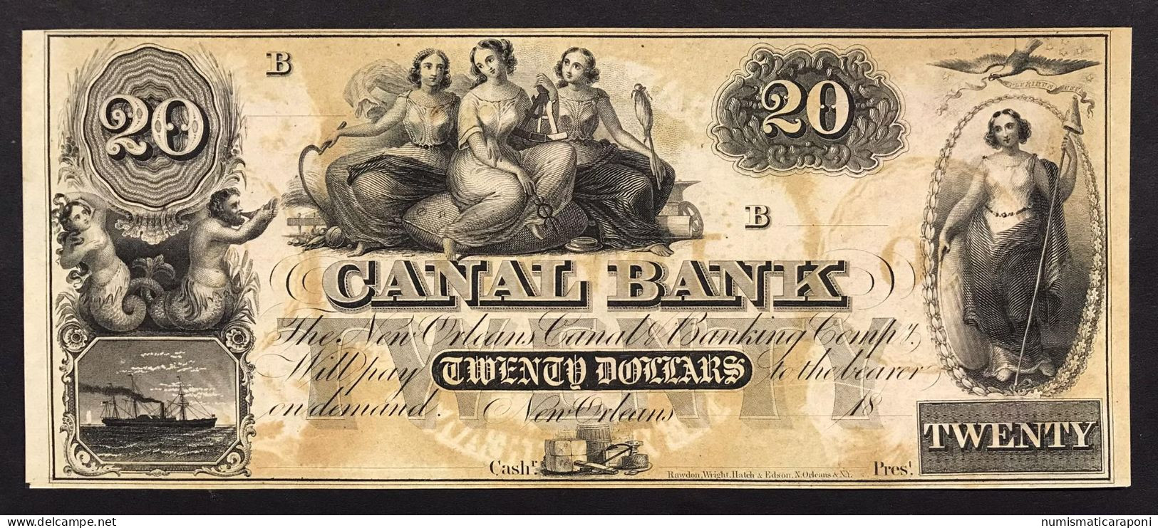 USA U.s.a. 20 Dollars $ Canal Bank New-Orleans LOTTO 624 - Valuta Van De Bondsstaat (1861-1864)