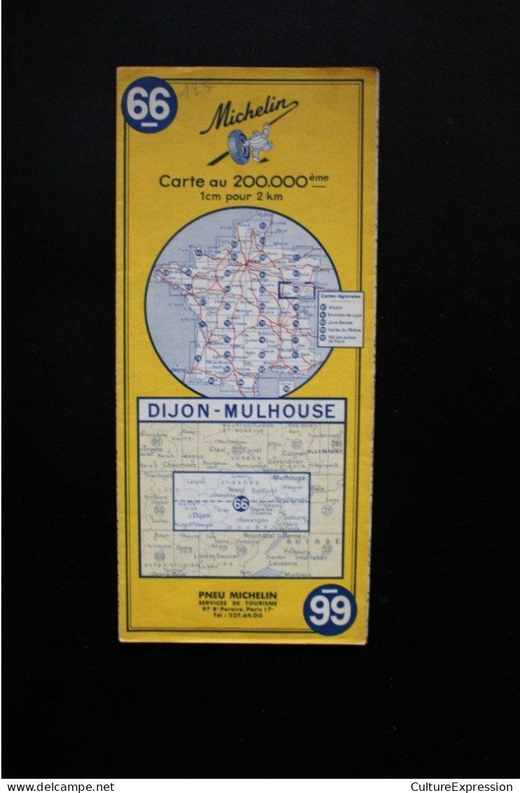 Carte Routière Michelin Au 200000ème N° 66 Dijon - Muhouse 1968 - Maps/Atlas