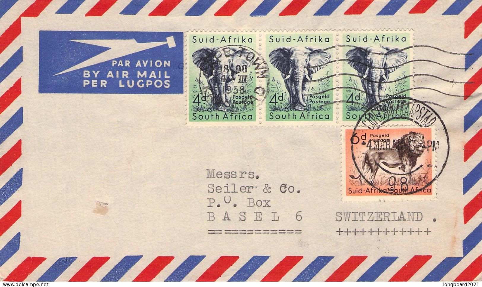 SOUTH AFRICA - MAIL 1958 CAPE TOWN - BASEL/CH / 5246 - Poste Aérienne