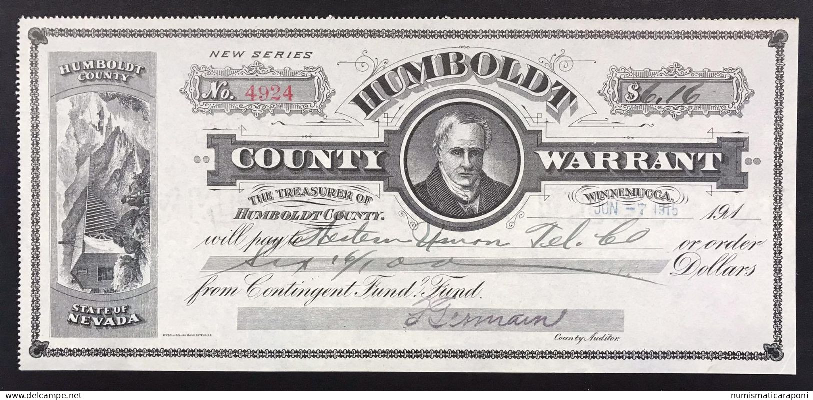 USa U.s.a. State Of Nevada Humboldt Winnemucca County Warrant LOTTO 626 - Biljetten Van De Verenigde Staten (1928-1953)