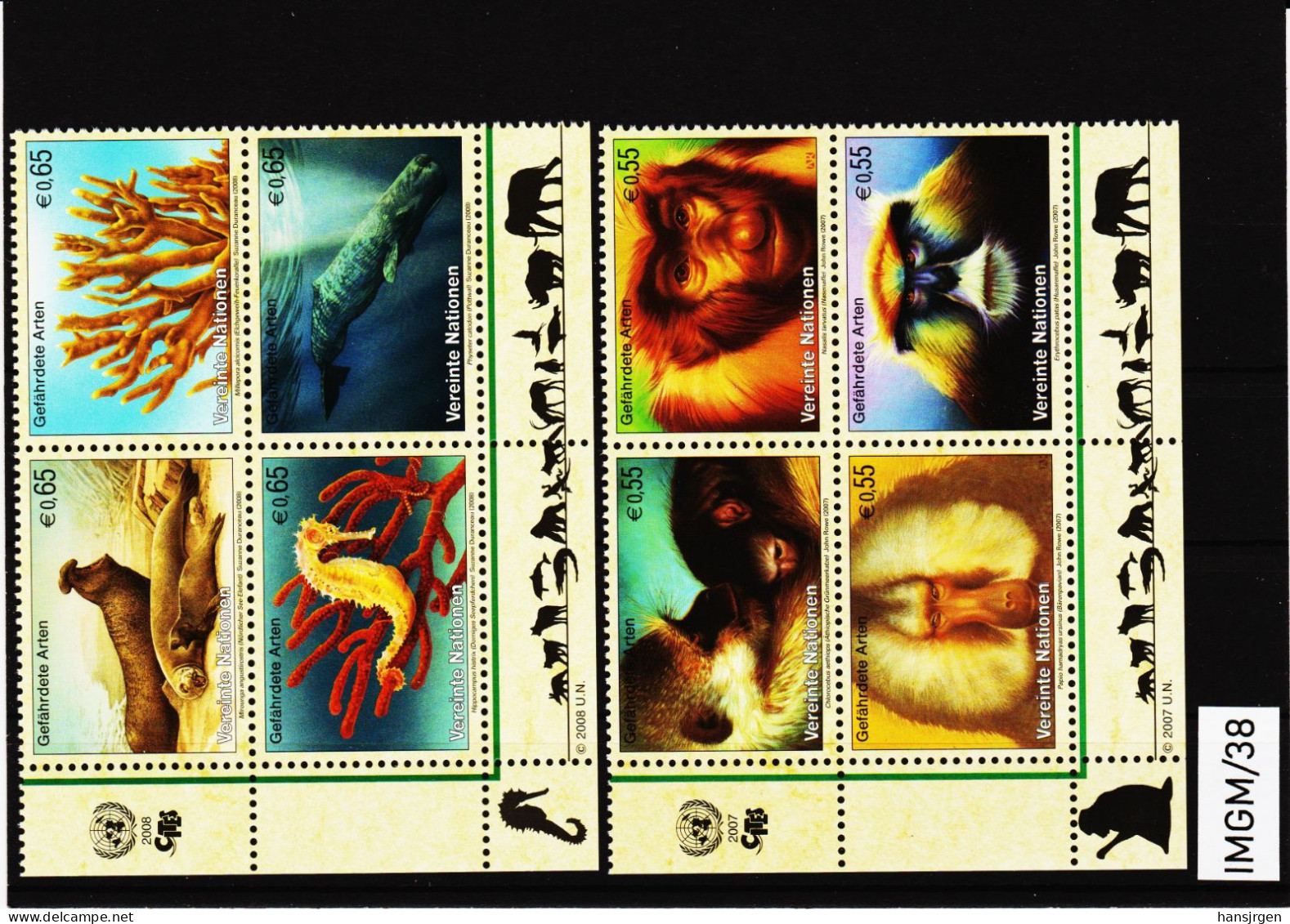 IMGM/38 VEREINTE NATIONEN UNO WIEN 2007/08  MICHL  461/64 + 485/88 VIERERBLOCK ** Postfrisch Siehe ABBILBUNG - Unused Stamps