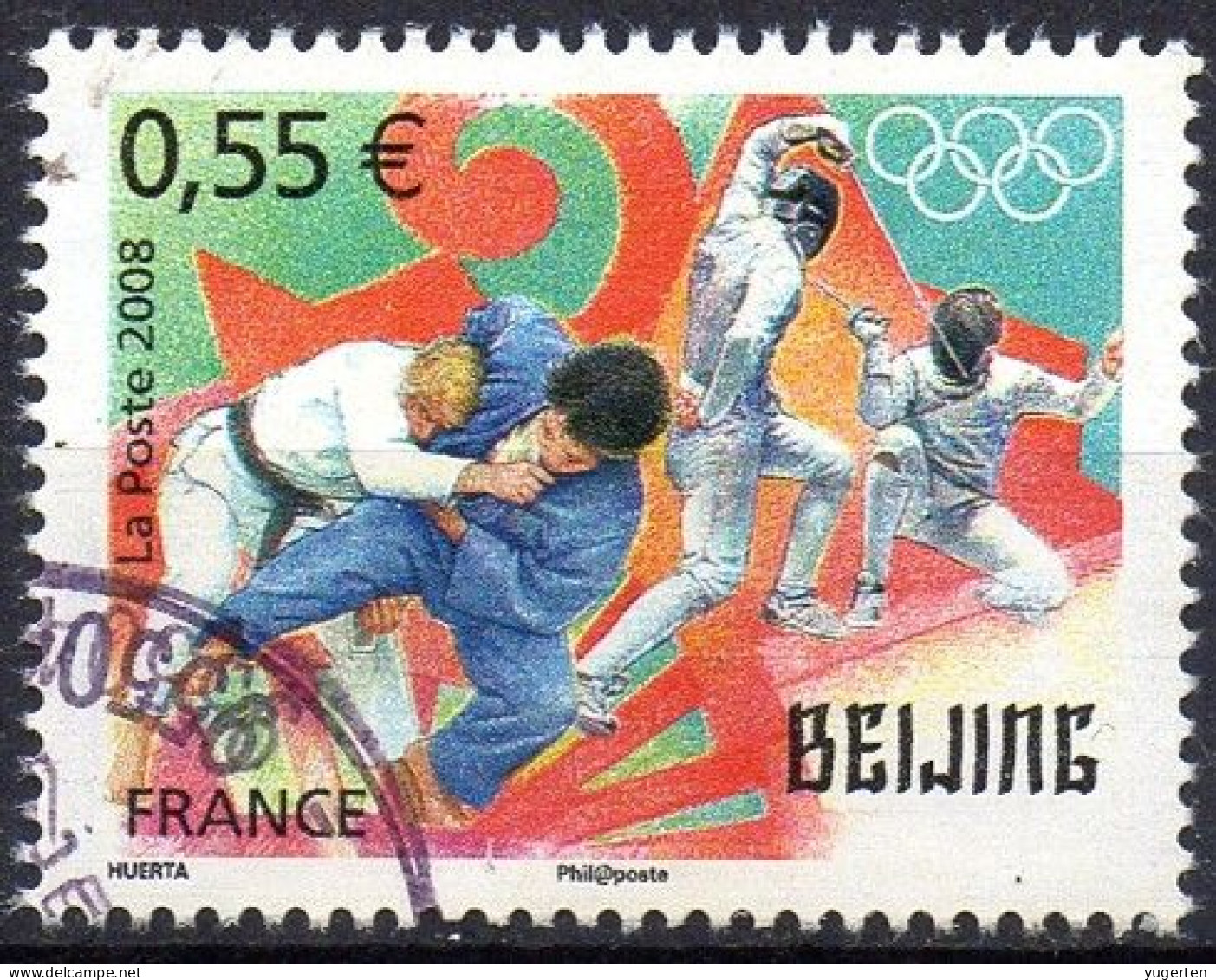 FRANCE 2008 - 1v - Used - Judo - Fencing - Escrime - Esgrima - Scherma - Fechten - ограждение - 击剑 - Schermen - Zomer 2008: Peking