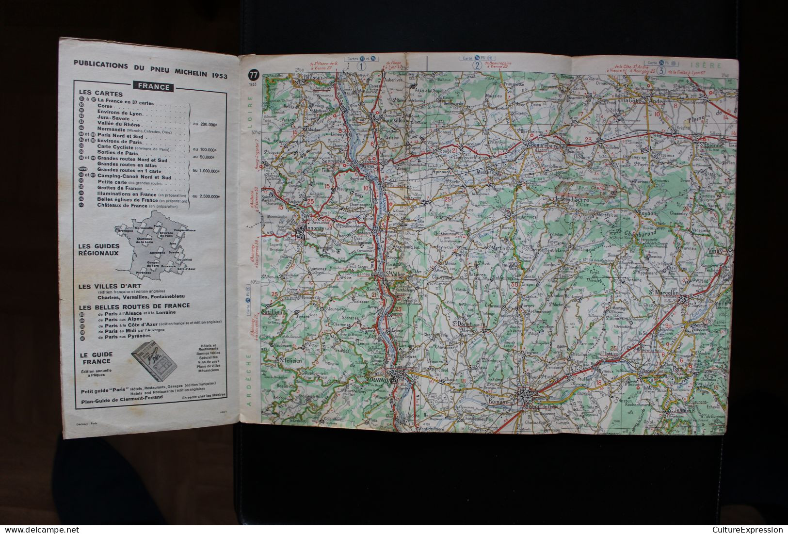 Carte Routière Michelin Au 200000ème N° 77 Valence - Grenoble 1953 - Cartes/Atlas