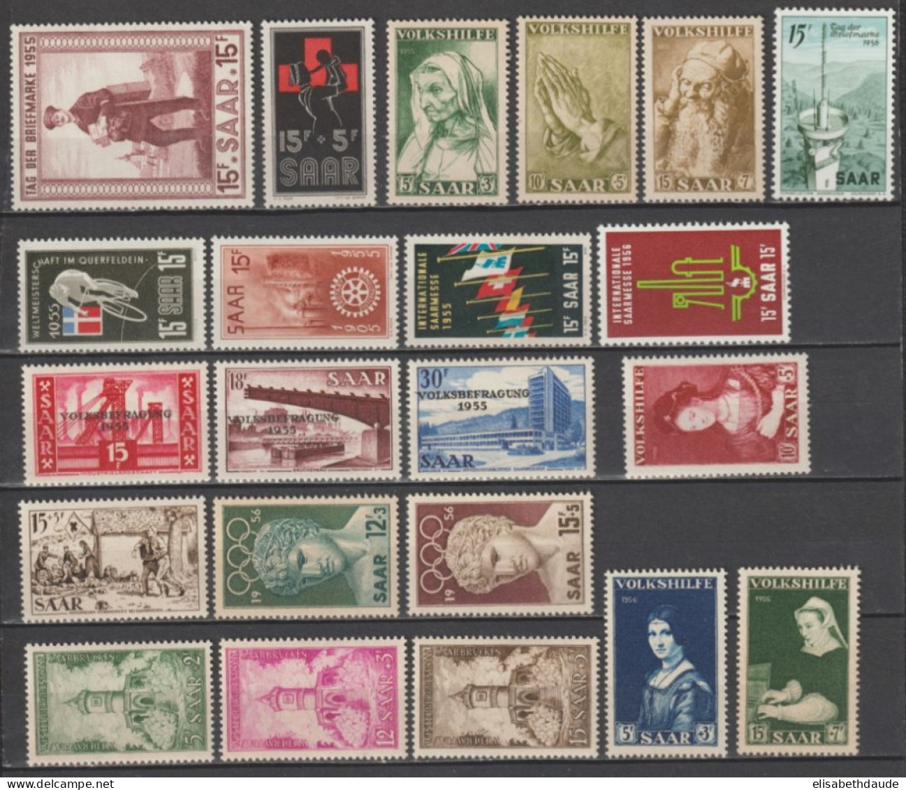 SAAR - ANNEE COMPLETE 1955 +1956 - YVERT N°339/360 ** MNH - Neufs