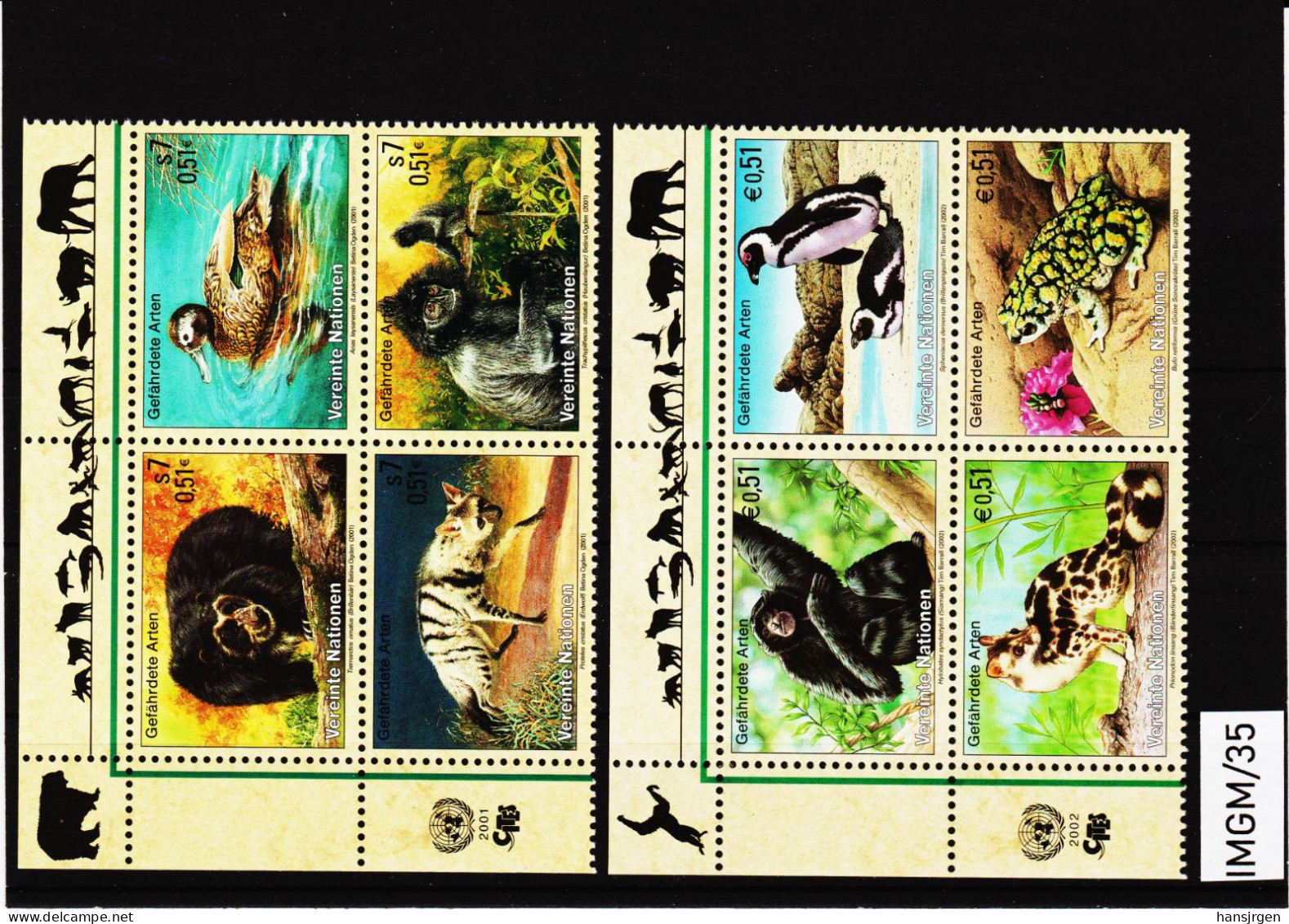 IMGM/35 VEREINTE NATIONEN UNO WIEN 2001/02  MICHL  327/30 + 357/60 VIERERBLOCK ** Postfrisch Siehe ABBILBUNG - Unused Stamps