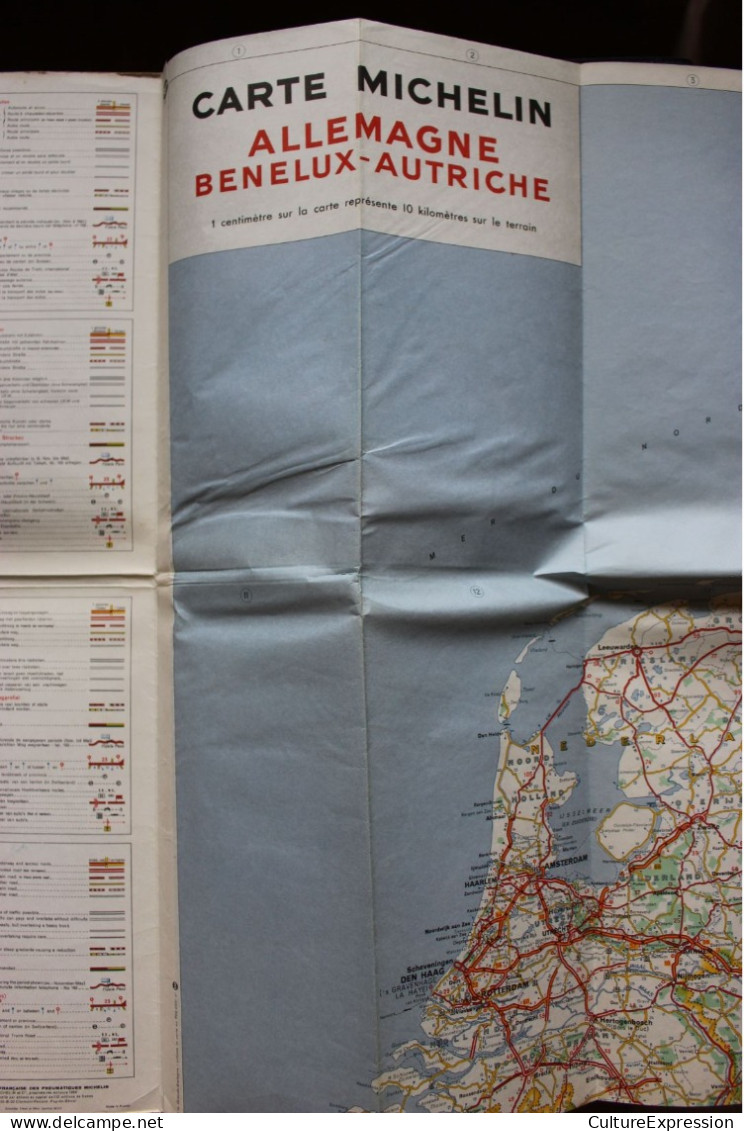 Carte Routière Michelin Au 1000000ème N° 987 Allemagne Benelux Autriche 1966 - Maps/Atlas