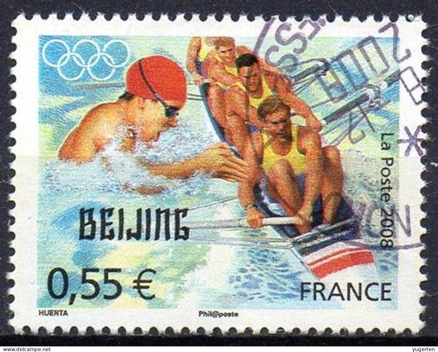 FRANCE 2008 - 1v - Used - Aviron - Rudern - Rowing - Canottaggio - Roeien - Remo Natation Schwimmen - Swimming Natación - Ete 2008: Pékin