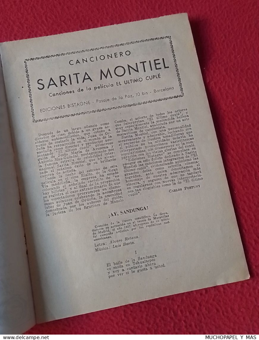 ANTIGUA REVISTA O SIMIL SARITA SARA MONTIEL CANCIONES DE LA PELÍCULA EL ÚLTIMO CUPLÉ CANCIONERO CINE..ACTRIZ...ACTRESS.. - [4] Themen