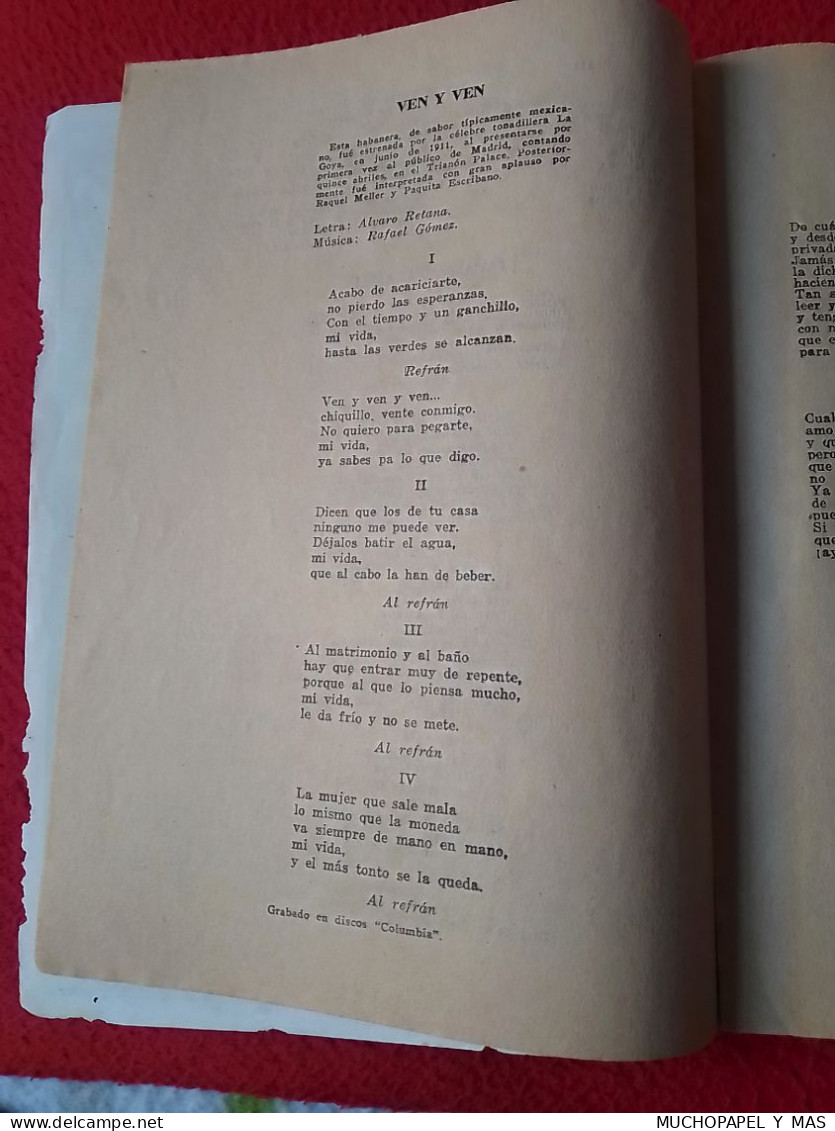 ANTIGUA REVISTA O SIMIL SARITA SARA MONTIEL CANCIONES DE LA PELÍCULA EL ÚLTIMO CUPLÉ CANCIONERO CINE..ACTRIZ...ACTRESS.. - [4] Thema's