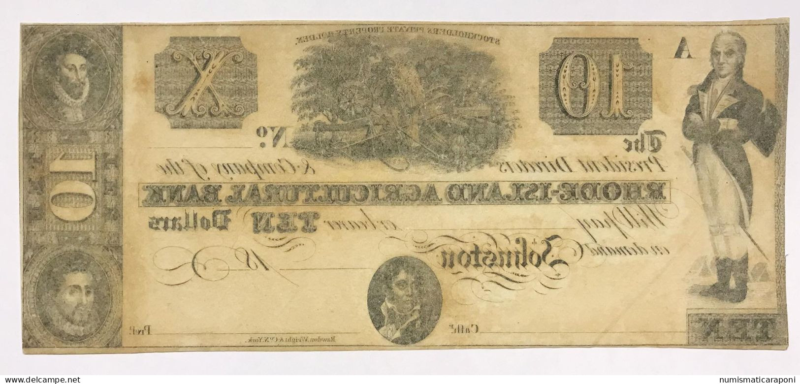 USA U.s.a. 10 Dollars $ Rhode-island Agricultural Bank LOTTO 597 - Devise De La Confédération (1861-1864)