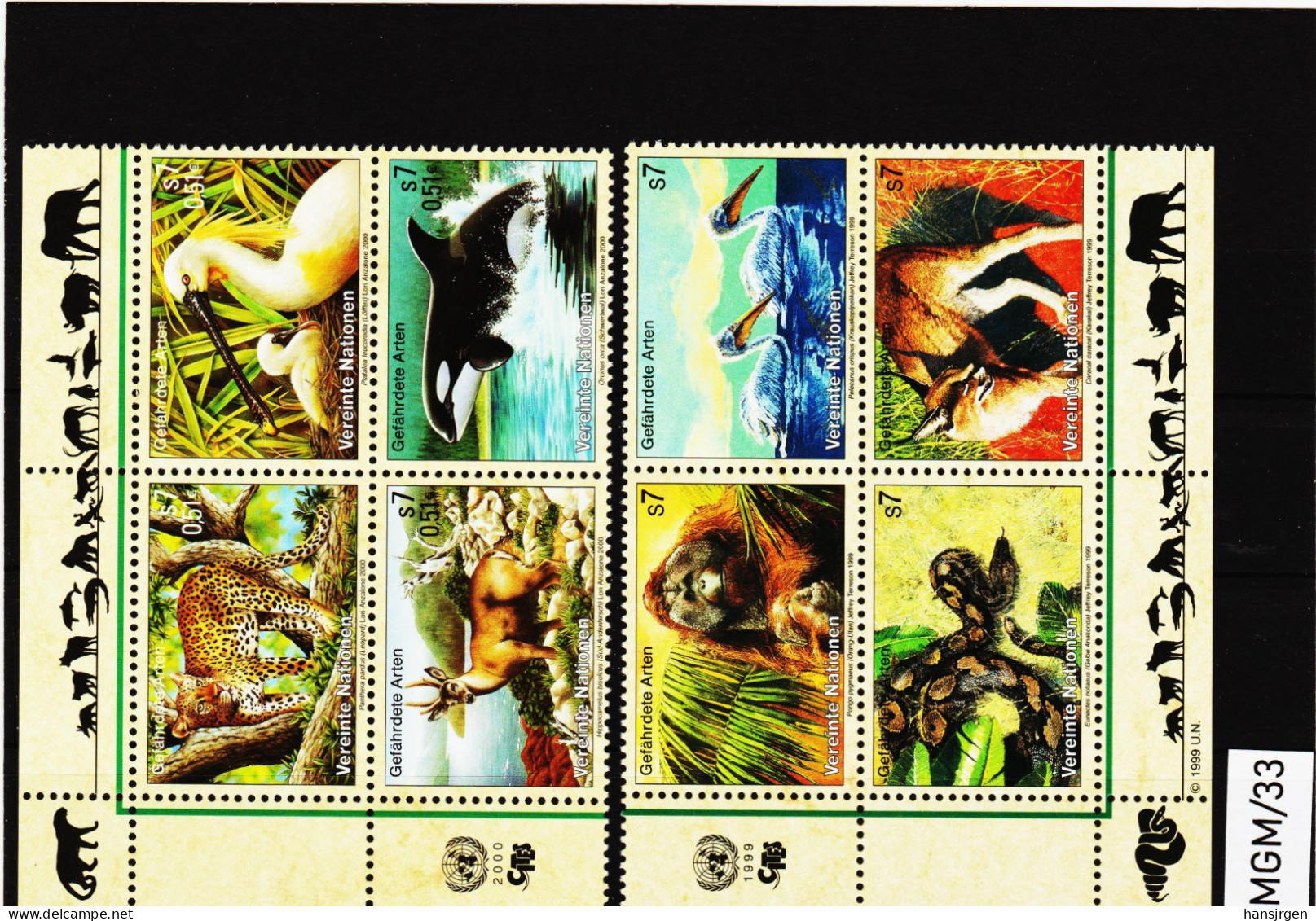 IMGM/33 VEREINTE NATIONEN UNO WIEN 1999/00  MICHL  287/90 + 303/06 VIERERBLOCK ** Postfrisch Siehe ABBILBUNG - Unused Stamps