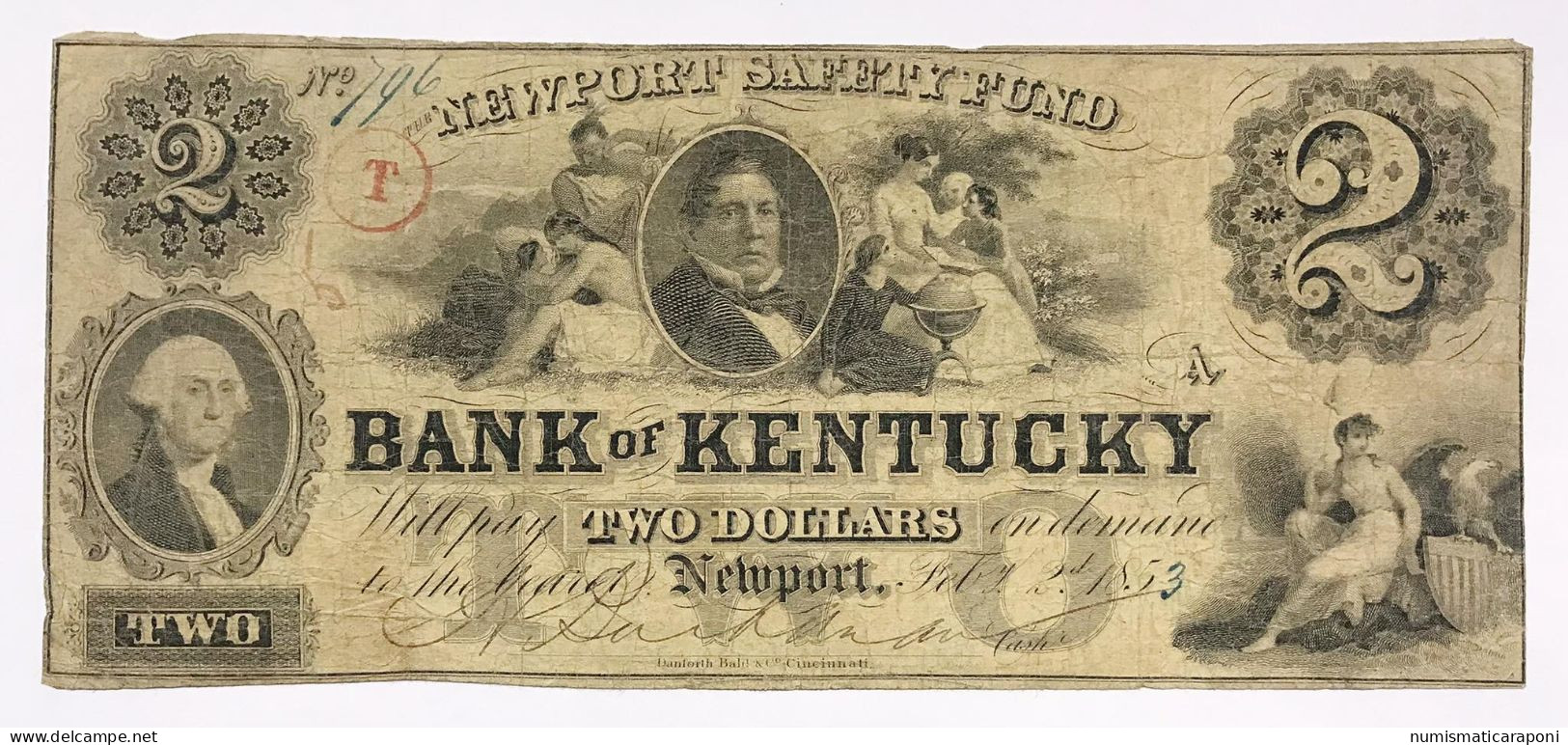 USA U.s.a. 2 Dollars $ Newport Safety Found Bank Of Kentucky LOTTO 599 - Divisa Confederada (1861-1864)