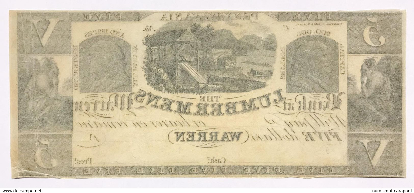 USA U.s.a. 5 Dollars $ Warren Pennysylvania LOTTO 600 - Divisa Confederada (1861-1864)