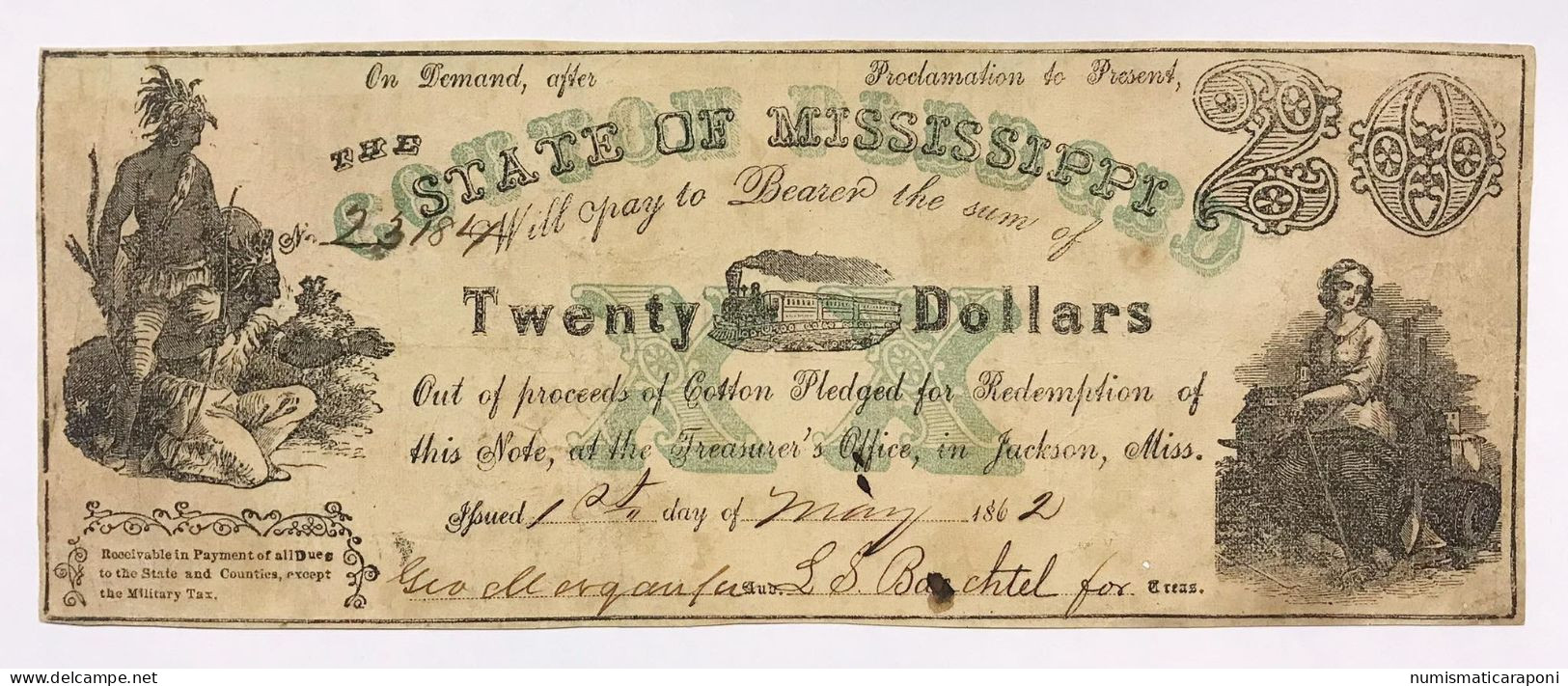 USA U.s.a. 20 Dollars $ State Of Mississippi LOTTO 601 - Devise De La Confédération (1861-1864)