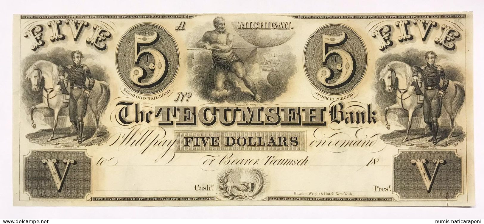 USA U.s.a. 5 Dollars $ Michigan The Tecumseh Bank  LOTTO 602 - Divisa Confederada (1861-1864)
