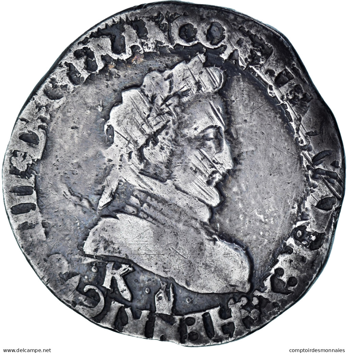 France, Henri IV, 1/2 Franc, 1590, Bordeaux, Argent, TB, Gadoury:590 - 1589-1610 Henri IV Le Vert-Galant