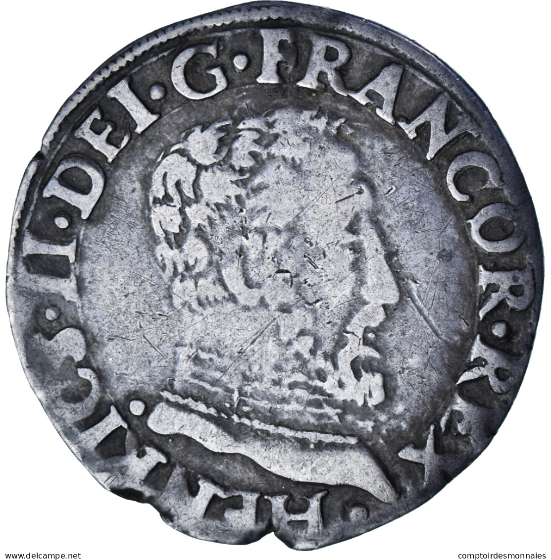 France, Henri II, 1/2 Teston à La Tête Nue, 1555, Toulouse, Argent, TB+ - 1547-1559 Heinrich II.