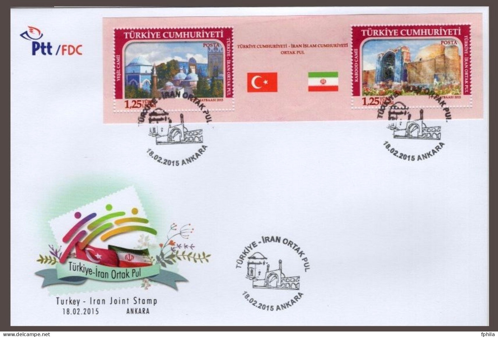 2015 TURKEY IRAN JOINT ISSUE FDC - Emissions Communes