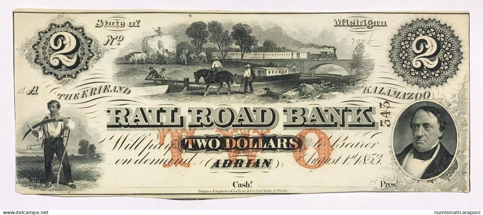 USA U.s.a. 2 Dollars $ Michigan Rail Road Bank  LOTTO 603 - Valuta Della Confederazione (1861-1864)