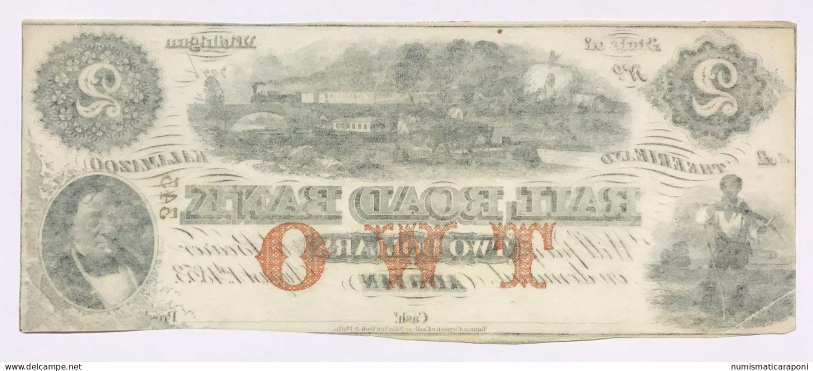 USA U.s.a. 2 Dollars $ Michigan Rail Road Bank  LOTTO 603 - Confederate Currency (1861-1864)