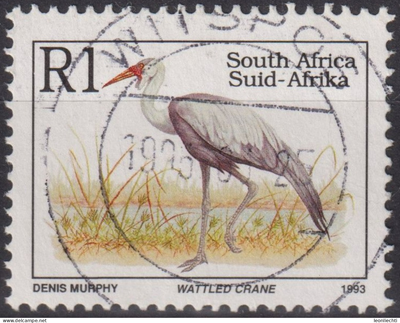 1996 Südafrika ° Mi:ZA 904IIA, Sn:ZA 867K, Yt:ZA 821A, Wattled Crane (Bugeranus Carunculatus) English - Usados