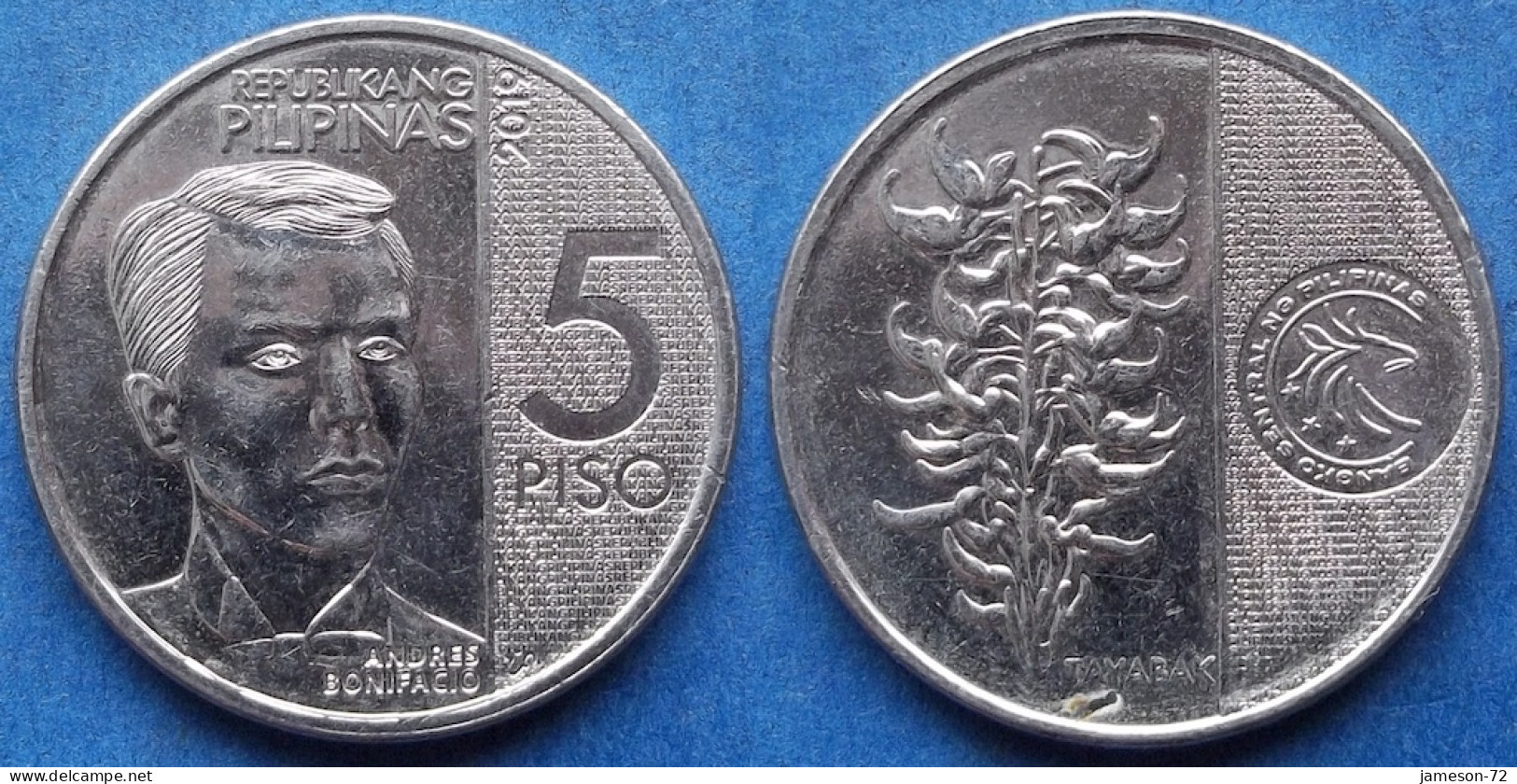 PHILIPPINES - 5 Piso 2019 "Andres Bonifacio / Tayabak Plant" KM# 302 Monetary Reform (1967) - Edelweiss Coins - Filippine