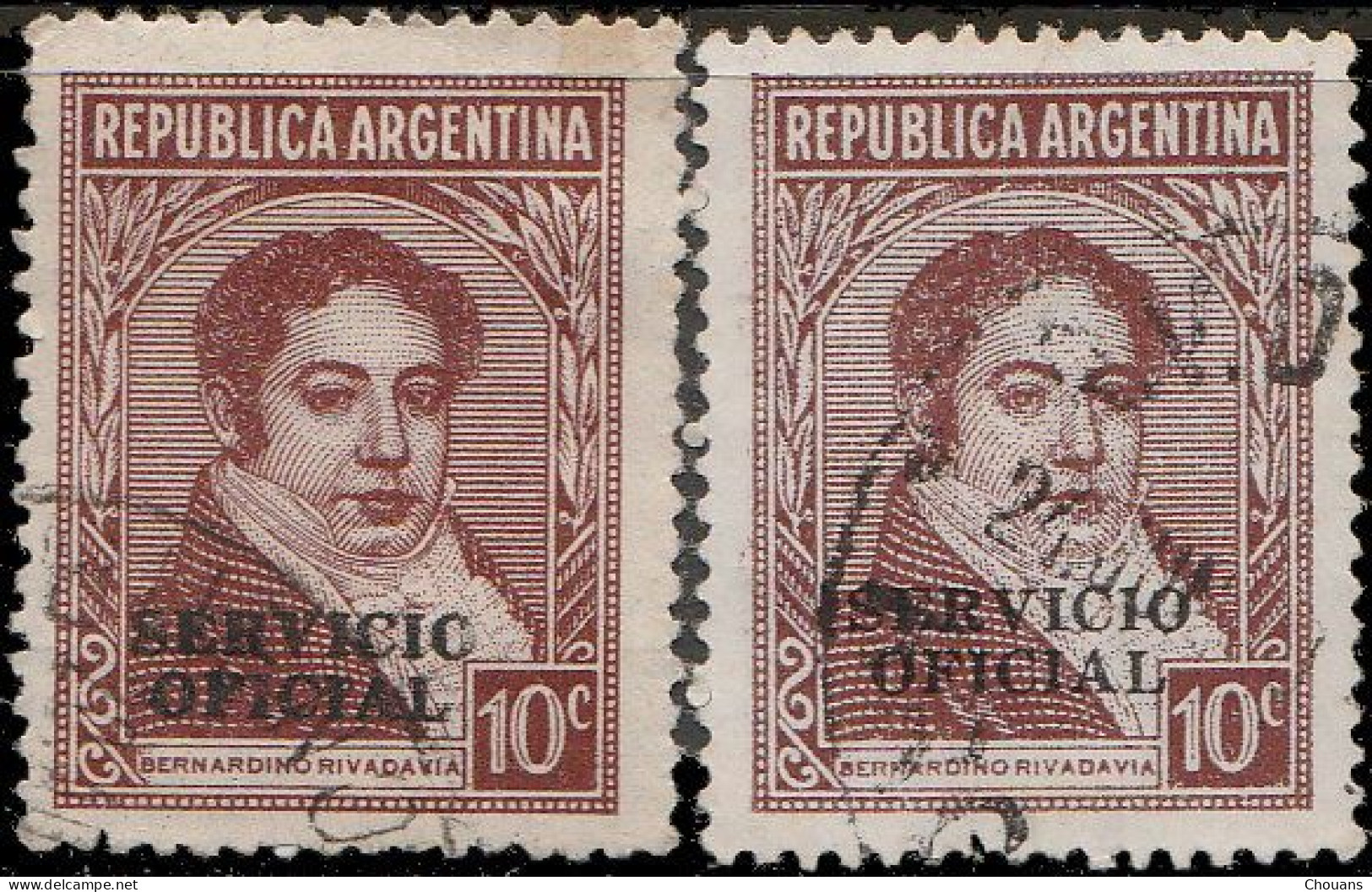 Argentine Service 1938. ~ S 342 X 2 - 10 C. Bernardino Rivadavia - Officials