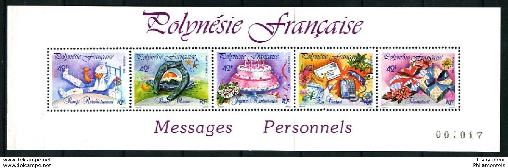 POLYNESIE - BF 16 - Messages Personnels - 1 Pli Vertical - Neuf N** - Très Beau - Blocks & Sheetlets