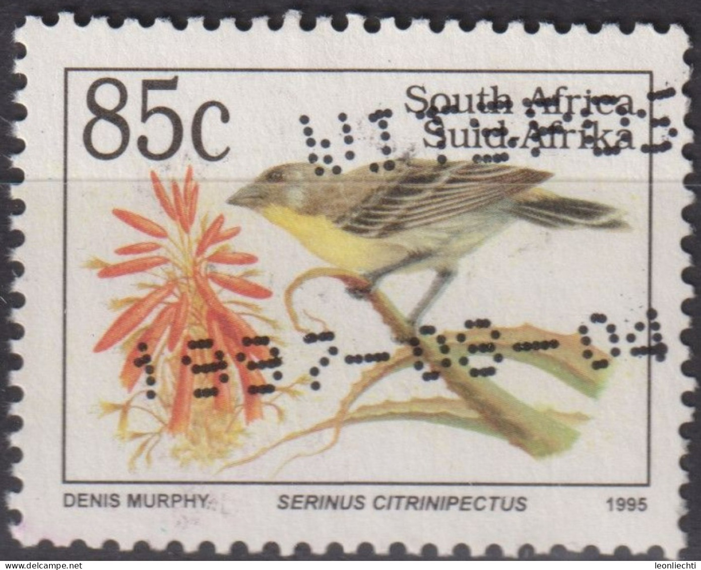 1995 Südafrika ° Mi:ZA 974, Sn:ZA 862A, Yt:ZA 885, Lemon-breasted Canary (Serinus Citrinipectus) - Latin, Vögel - Usados