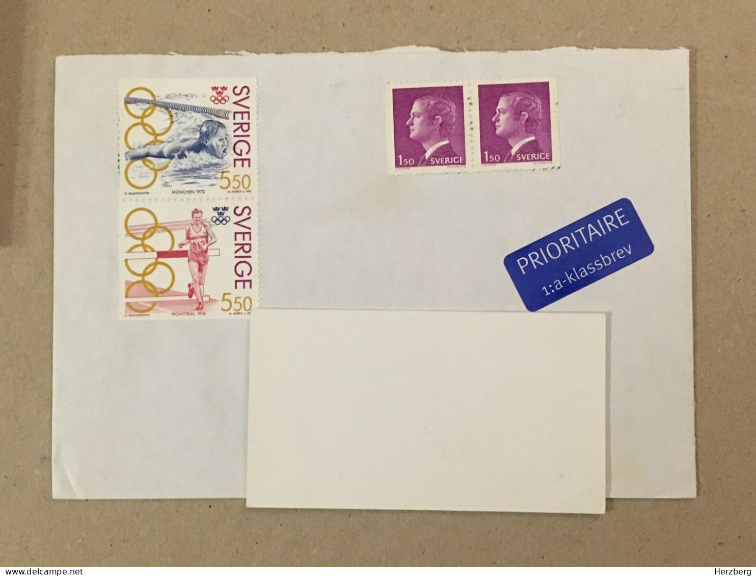 Sweden Sverige Used Letter Stamp Cover Olympic Games Olympics Munchen 1972 Marathon Swimming 2015 - Covers & Documents