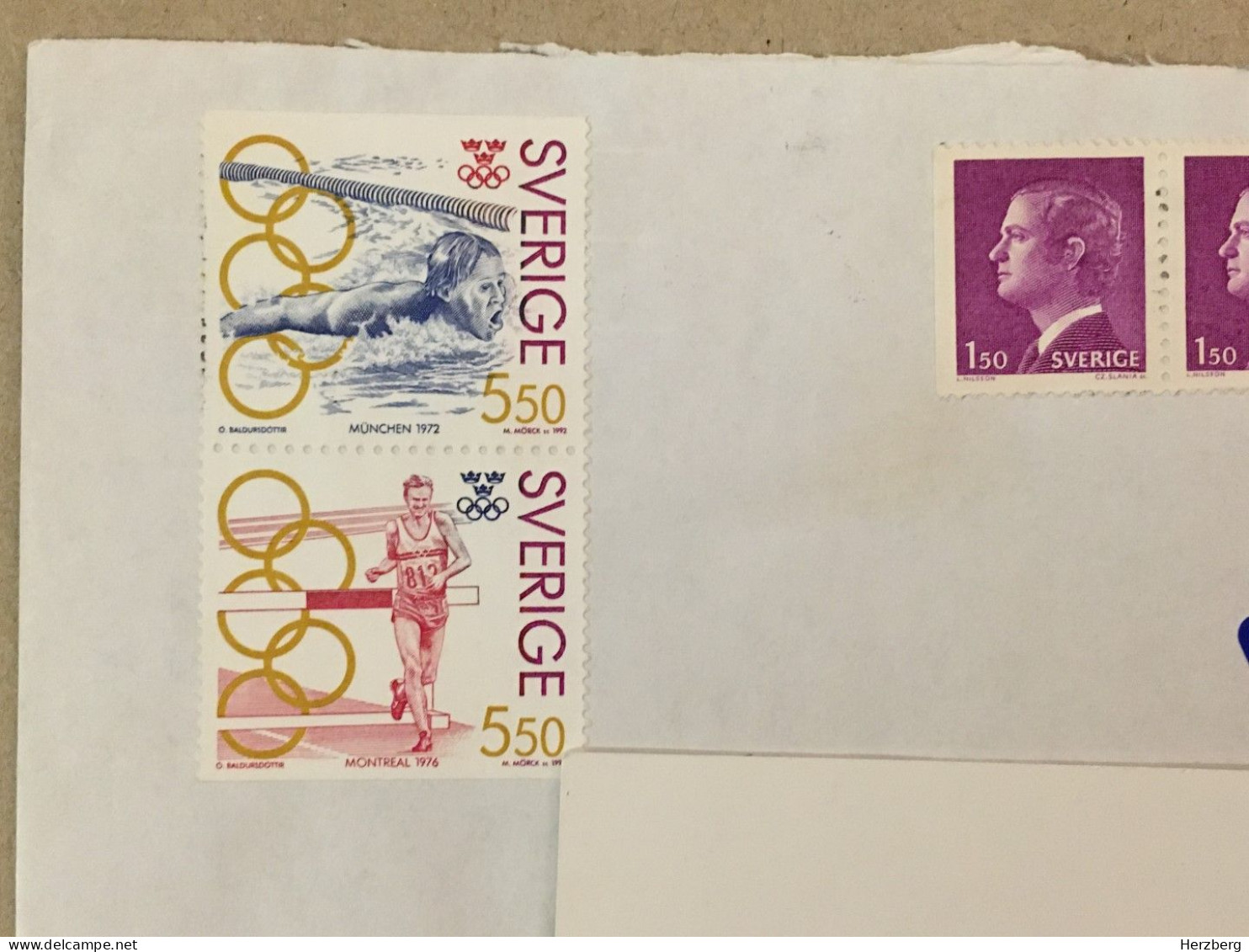 Sweden Sverige Used Letter Stamp Cover Olympic Games Olympics Munchen 1972 Marathon Swimming 2015 - Covers & Documents