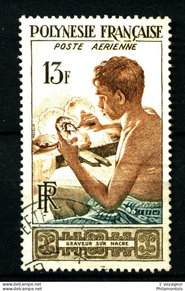 POLYNESIE - PA 1 - 13F Graveur Sur Nacre - Oblitéré - Très Beau - Used Stamps