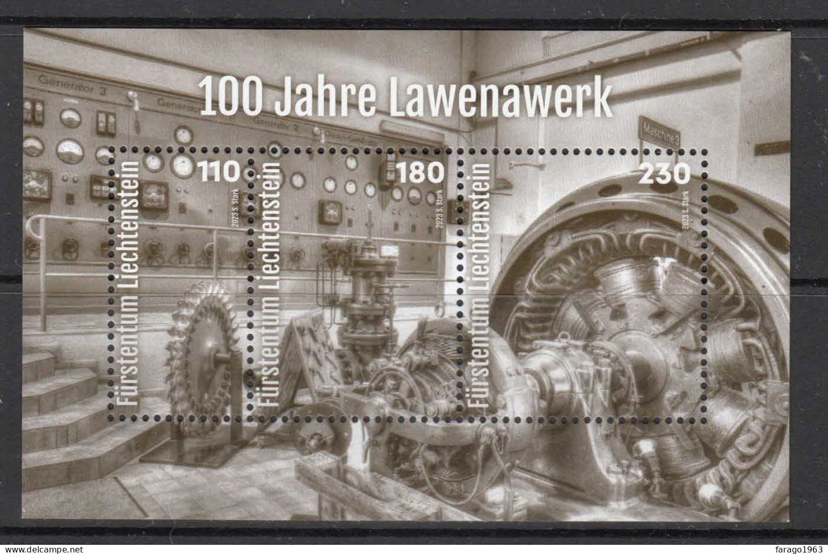 2023 Liechtenstein Lowena Power Plant Electricity Engineering Souvenir Sheet MNH @ BELOW FACE VALUE - Neufs