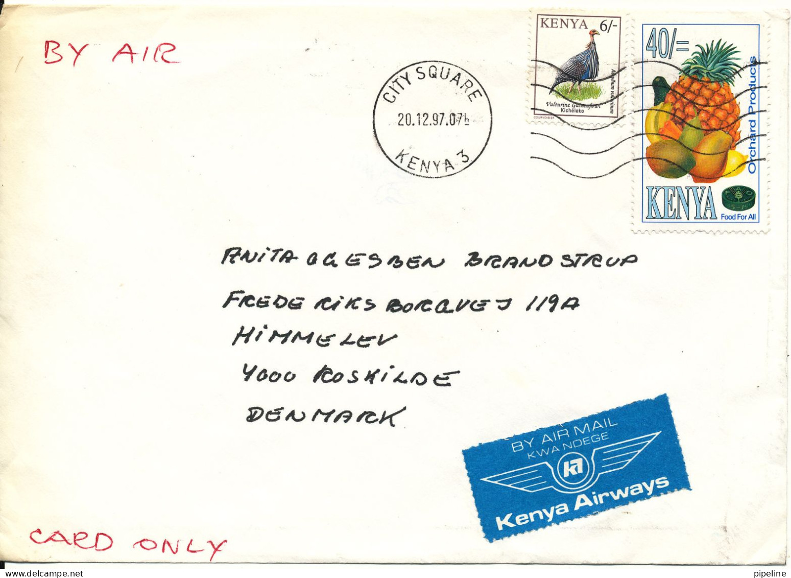 Kenya Cover Sent Air Mail To Denmark City Square 20-12-1997 Topic Stamps - Kenya (1963-...)