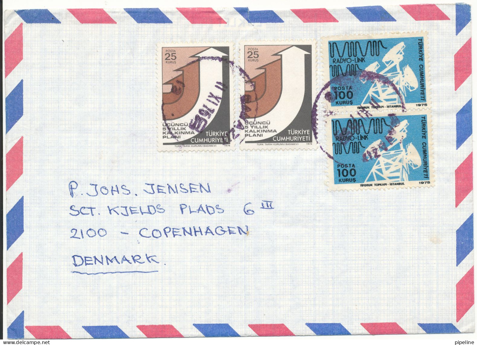 Turkey Air Mail Cover Sent To Denmark 11-11-1975 - Corréo Aéreo