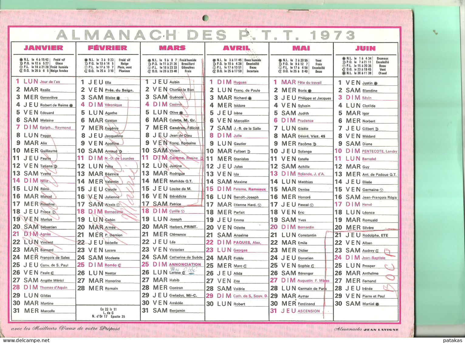 Almanach De La Poste 1973 - Formato Grande : 1971-80