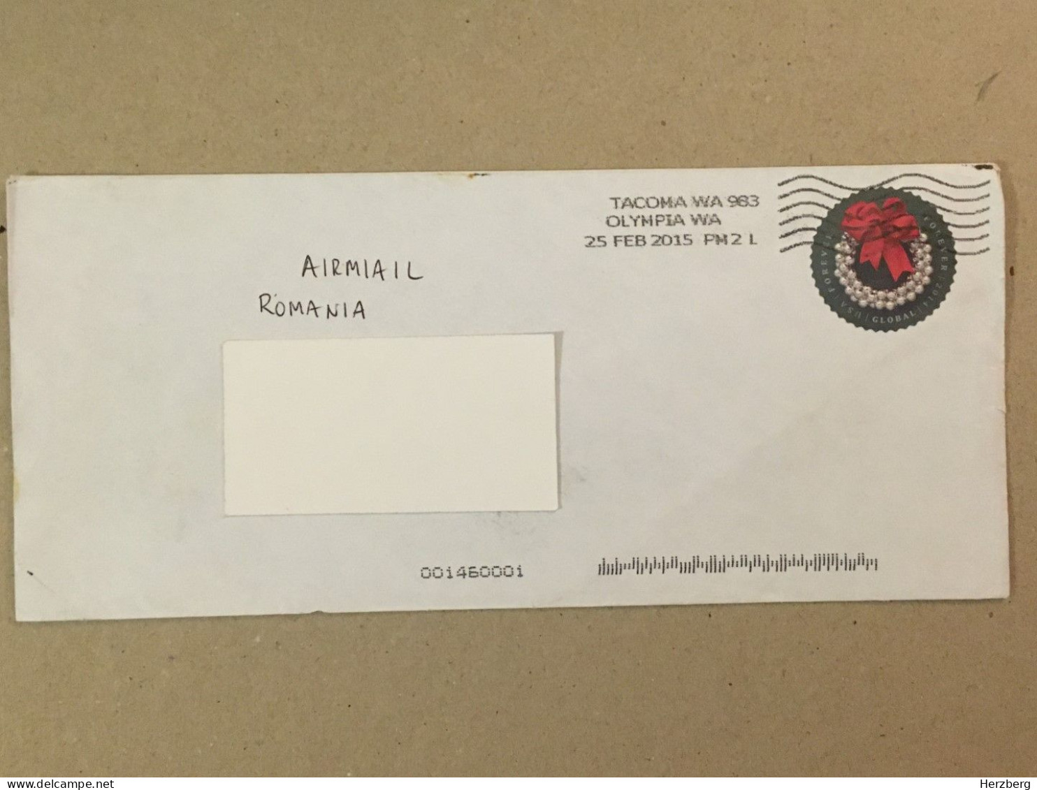 USA United States 2015 Used Letter Stamp Cover Christmas Noel Weihnachten Tacoma Olympia Washington - Storia Postale
