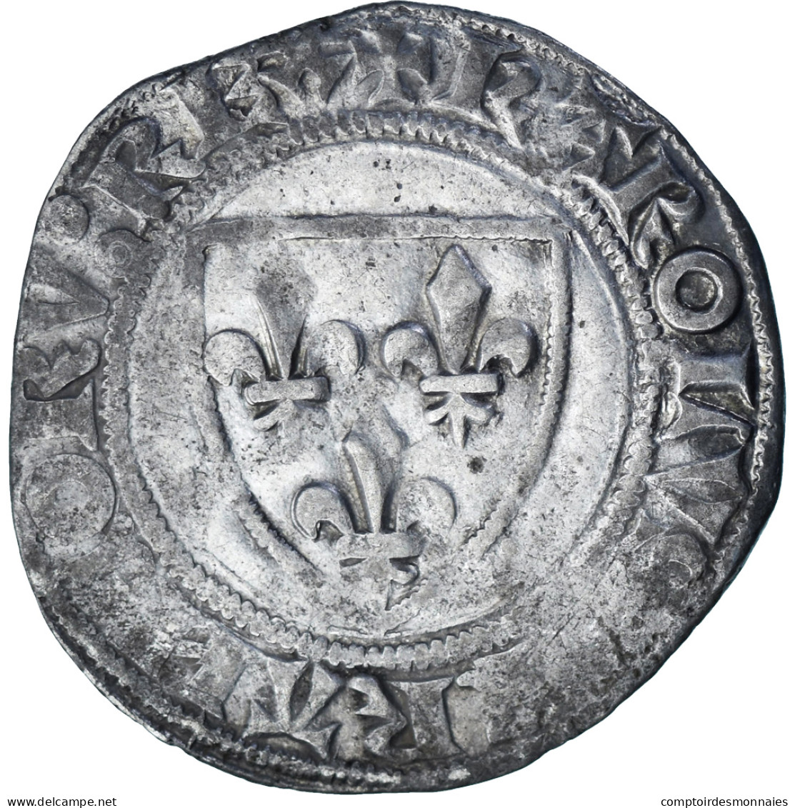 France, Charles VI, Blanc Guénar, 1380-1422, Tournai, Billon, TB+ - 1380-1422 Charles VI The Beloved