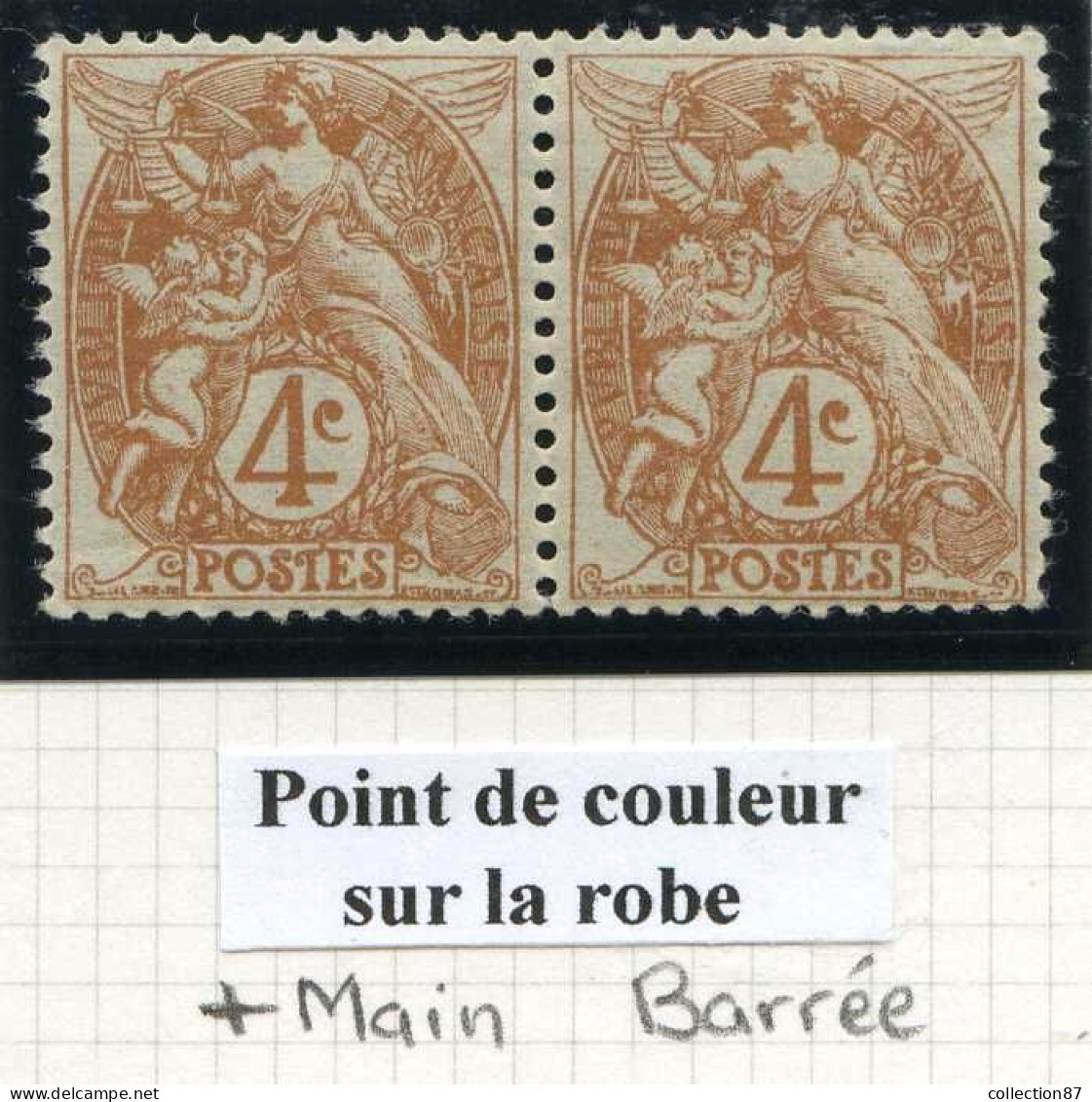 Réf 83 > FRANCE  TYPE BLANC < N° 110 * * Variété < Main Barrée + Tache En Bas Sur La Robe < Neuf Luxe * * MNH - 1900-29 Blanc