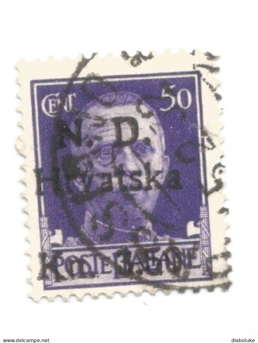 (COLONIE E POSSEDIMENTI) 1944, EMISSIONE DI SEBENICO SOPRASTAMPATI N. D. HRVATSKA - Francobollo Usato (CAT. SASSONE N.5) - Kroatische Bez.: Sebenico & Spalato