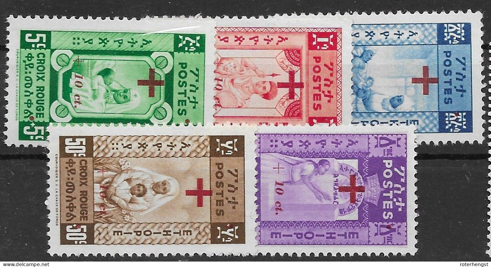 Ethiopia 1955 Set (26 Euros) Red Cross Croix Rouge - Low Hinge Traces Mlh * - Ethiopia
