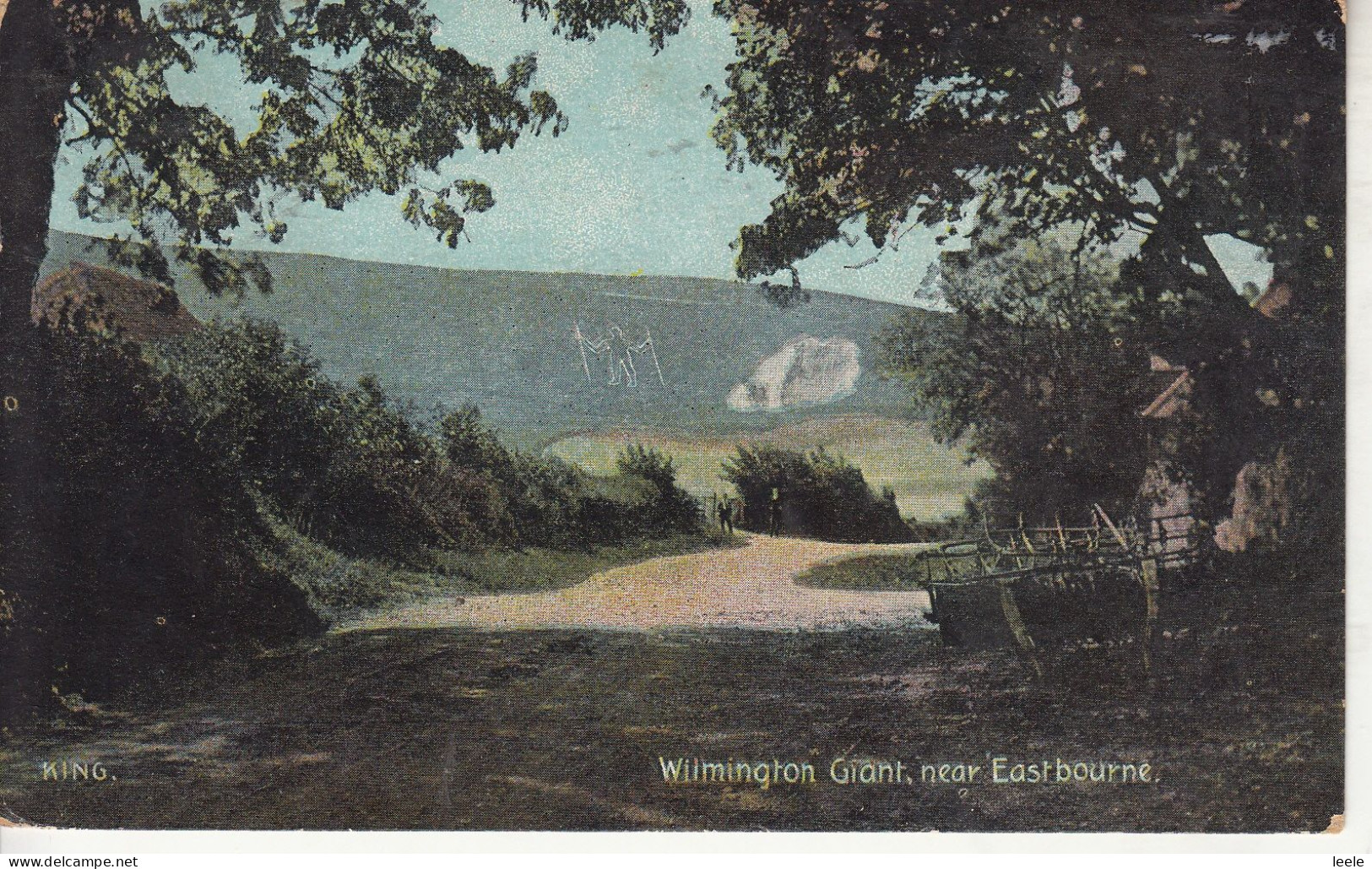 BU69. Vintage Postcard. Wilmington Giant, Near Eastbourne. Sussex.Chalk Figure. - Eastbourne