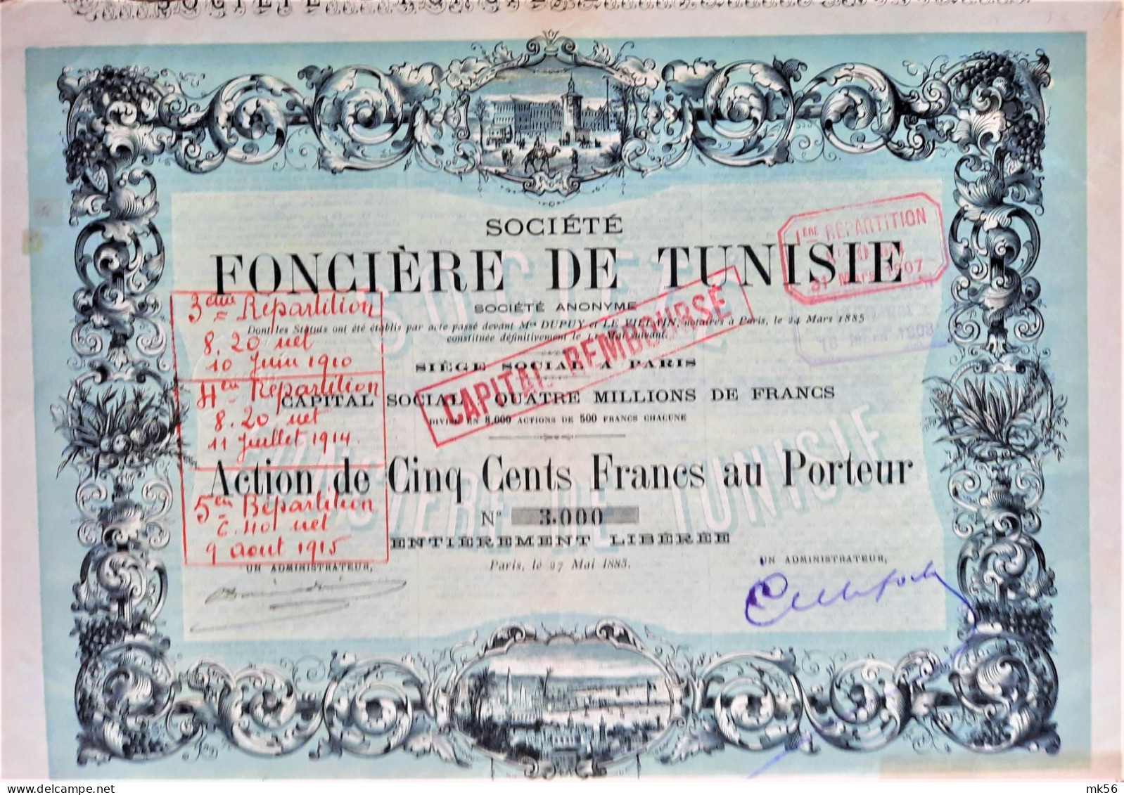 Société Foncière De Tunisie  (1885 !!) DECO - Paris - Afrique