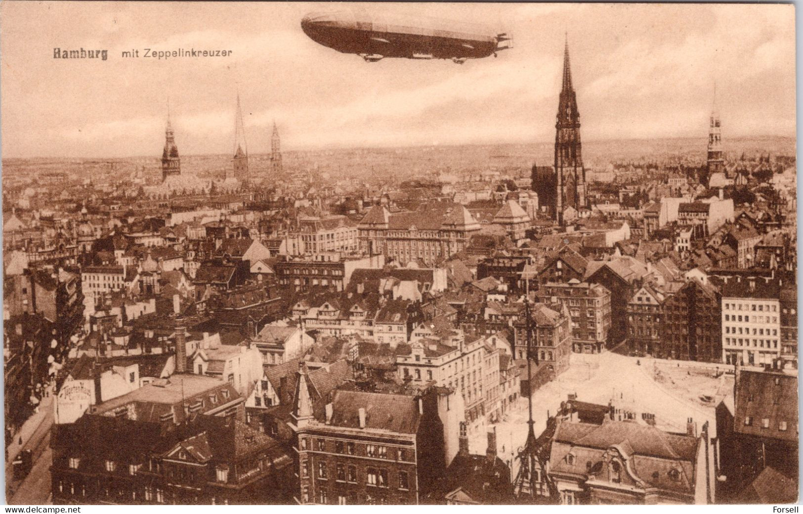 Hamburg Mit Zeppelinkreuzer (Datiert 1918) - Mitte