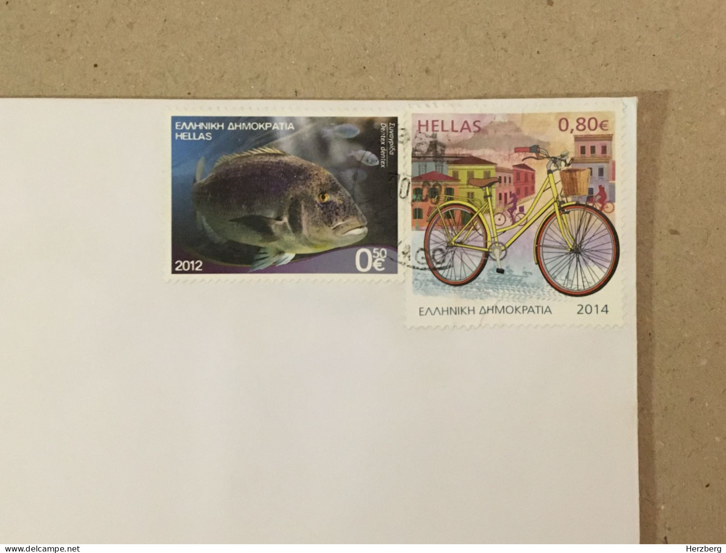 Greece Hellas Used Letter Circulated Cover Stamp Velo Bicycle Cycling Radfahren The Toothed Fish 2015 - Cartas & Documentos