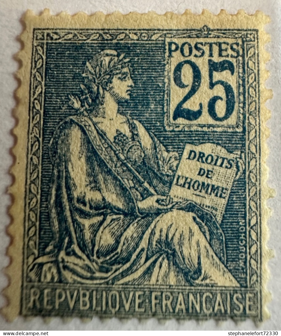 1900-01 Mouchon Type II, 25c Bleu  Yvert 118 ** Cote 650 Euros - ....-1939