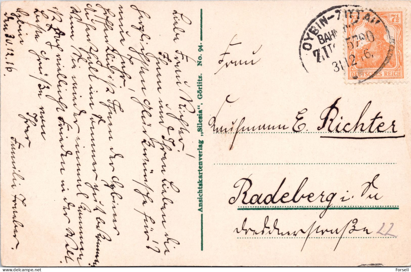 Der Oybin (514m.) (Bahnpost Stempel: Oybin-Zittau 1916) - Oybin