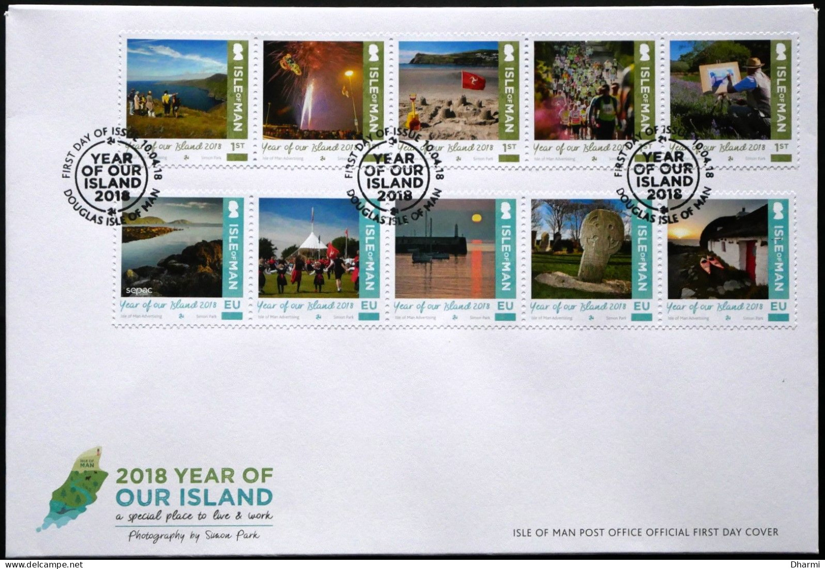 ISLE OF MAN 2018 - L'ANNEE DE NOTRE ILE - FDC - 10 T - COT 20 € - 2011-2020 Ediciones Decimales