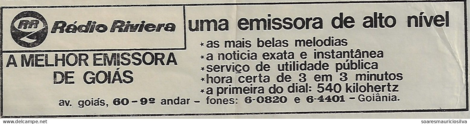 Brazil 1969 Telegram Shipped In Rio De Janeiro Authorized Advertising Riviera Radio Station In Goiânia Goiás Music News - Covers & Documents