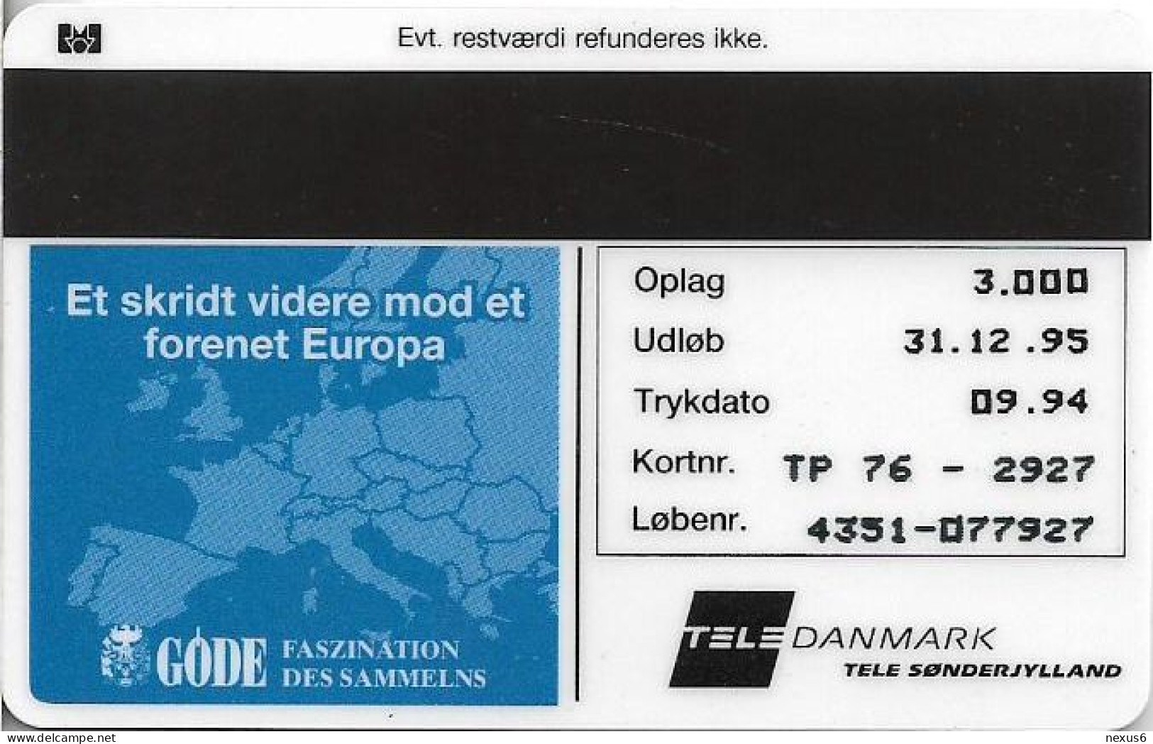 Denmark - TS - Ecu - Luxemburg - TDTP076A - 09.1994, 3.000ex, Used - Danimarca